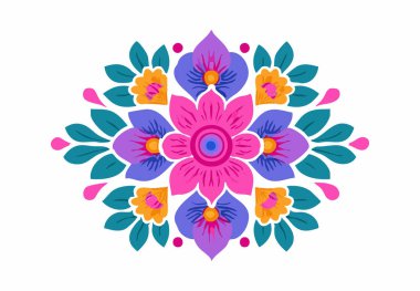 Kolam Rangoli Pattern flat illustration