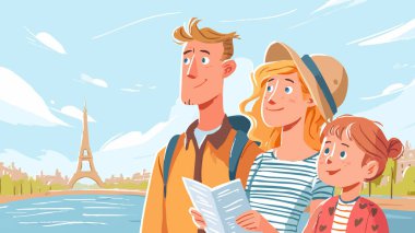 Family Exploring City Landmarks on Vacation