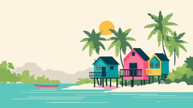 Goa Beach Shacks flat illustration