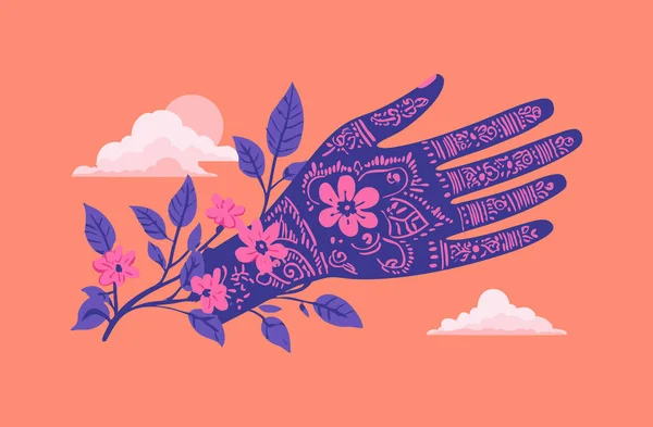 Henna Hand flat illustration