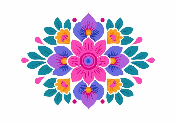 Kolam Rangoli Pattern flat illustration