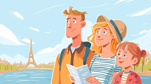 Family Exploring City Landmarks on Vacation