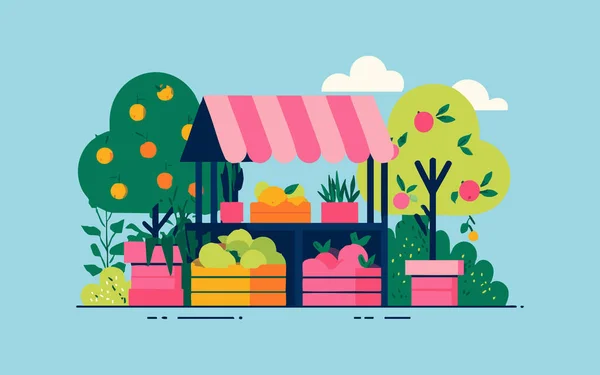 Fruit Market flat illustration