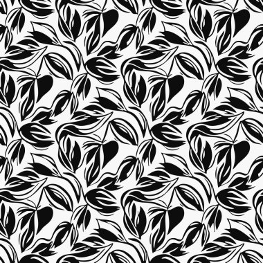 grafik siyah çiçek pürüzsüz desen.