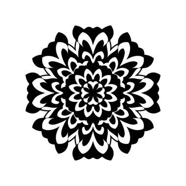 Katmanlı siyah beyaz çiçek madalyonu..