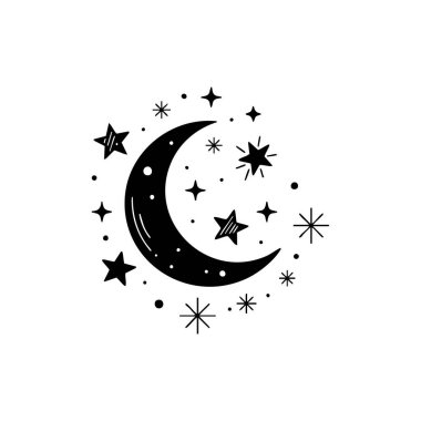 Mistik göksel ay ve yıldızlar sanat.