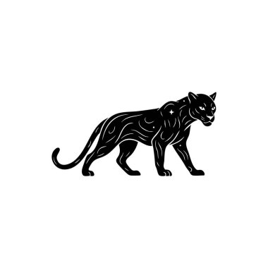 Kadife gece yarısı gökyüzü panter logosu tasarımı.