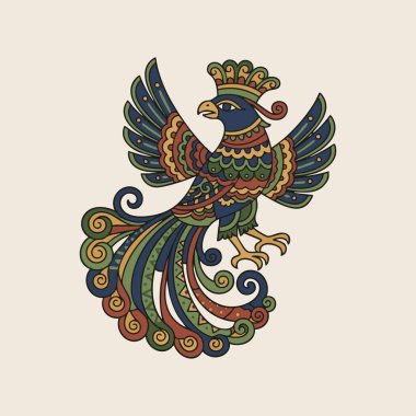 Efsanevi Anka Kuşu Halk Sanatı Çizimi.