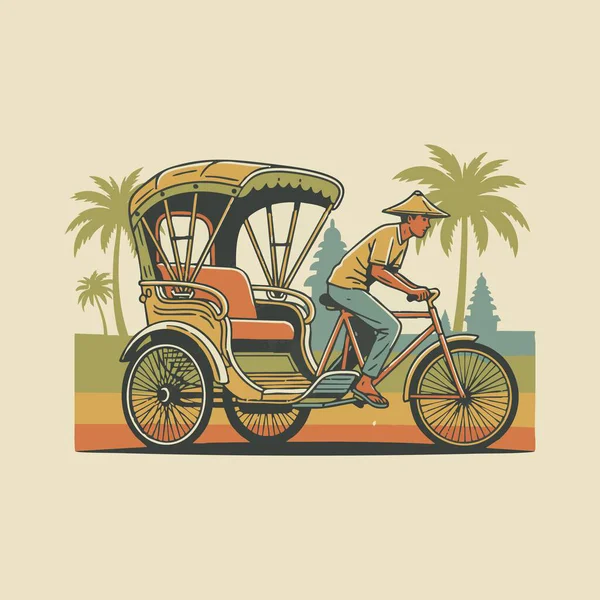 Java 'da geleneksel Endonezya becak yolculuğu.