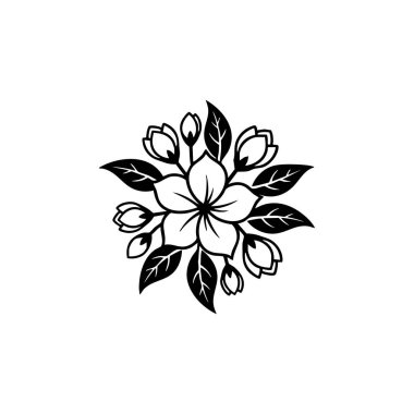 Zarif çiçekli siyah siluet ikonu.