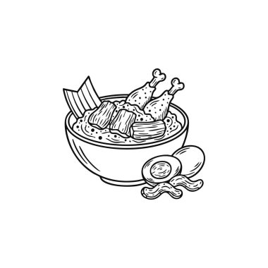 Gudeg geleneksel java mutfağı çizimi.