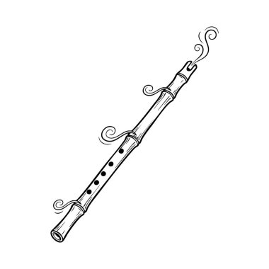 stilize edilmiş sihirli bambu flüt çizimi.