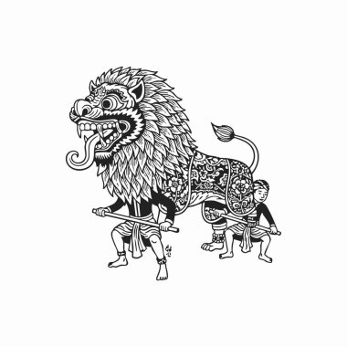 Geleneksel bale barong aslanı sanatı.