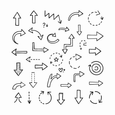 yaratıcı el çizimi ok karalamaları ayarlandı.