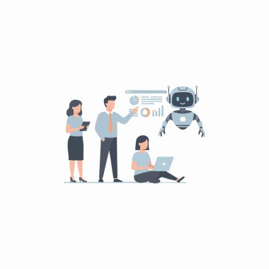 ai robotu ile gelecekteki iş takım çalışması.