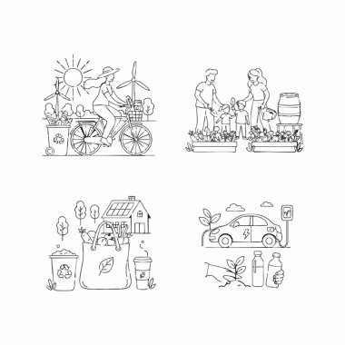 sürdürülebilir yaşam alışkanlıkları resim çizimleri.