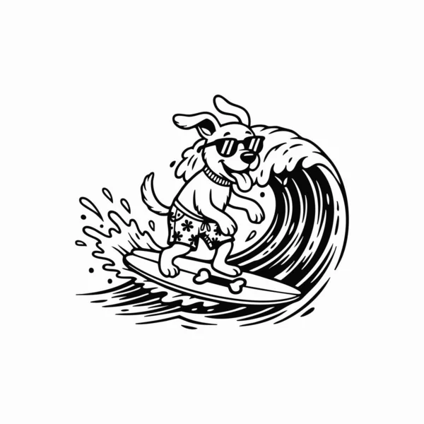 Harika sörf yapan köpek maskotu dalgası.