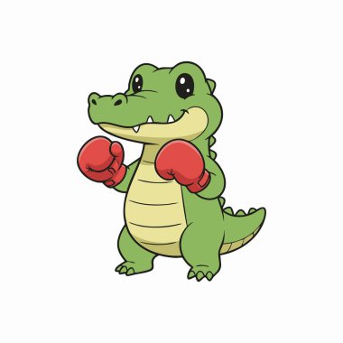 Tatlı çizgi film timsah boksör karakteri.