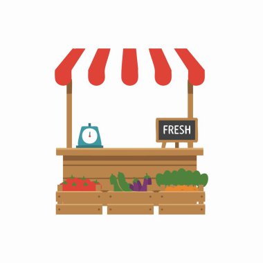 taze sebze pazarı vektör çizimi.