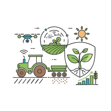Tarım teknolojisi ve akıllı tarım konsepti çizimi.