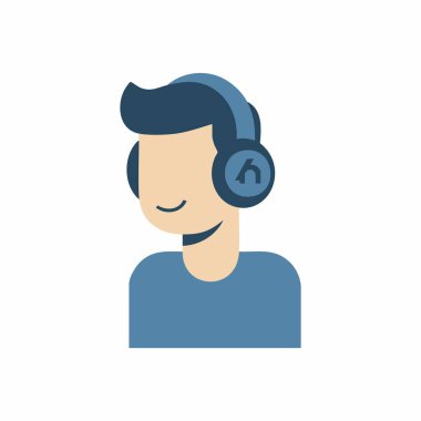 müzik dinleyen düz dizayn karakteri.