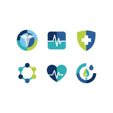 Modern tıbbi ve sağlıklı vektör logosu ayarlandı.