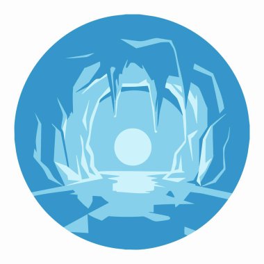 Çokgen kutup buz mağarası vektör çizimi.