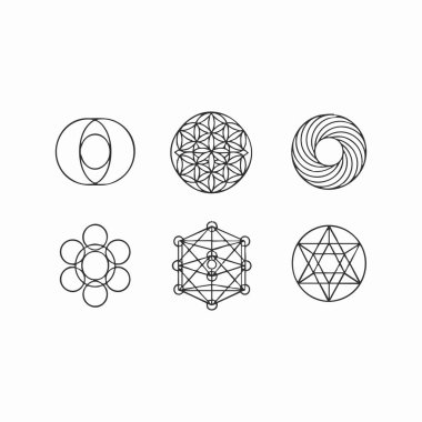Kutsal geometri çizgisi sanat sembolü koleksiyonu.