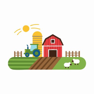 Güneşli gün tarımı düz tasarım çizimi.