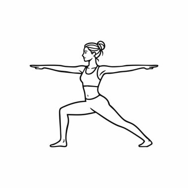 Savaşçı kadın iki yoga pozu..