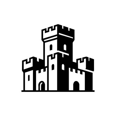 Siyah ve Beyaz Kale Ana Kule Kalesi Simgesi.