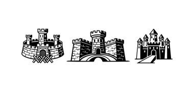 Siyah ve Beyaz Taret Kale Savunma Simgesi.