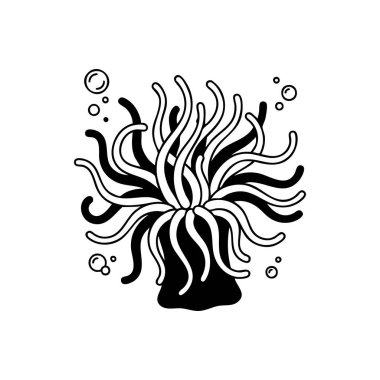 Siyah ve beyaz deniz şakayığı çizimi