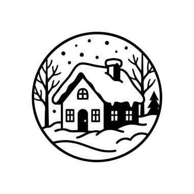 Kara beyaz kış kulübesi