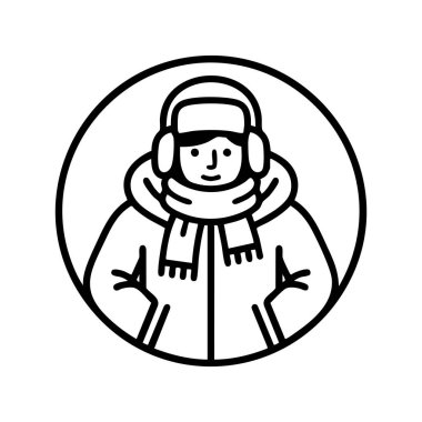 Kışın insan avatar çizgisi resim simgesi