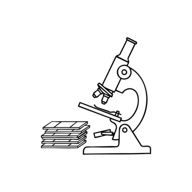 laboratuvar mikroskobu ve slayt çizgisi sanatı