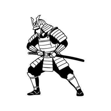 Samuray savaşçısı katana kılıcı çiziyor.