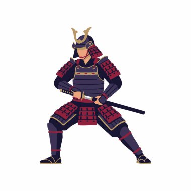 Katana zırhlı samuray savaşçısı.