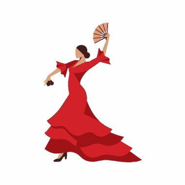 Kırmızı elbiseli İspanyol flamenko dansçısı