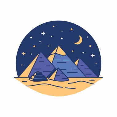 Mısır piramitleri üzerinde yıldızlı gece