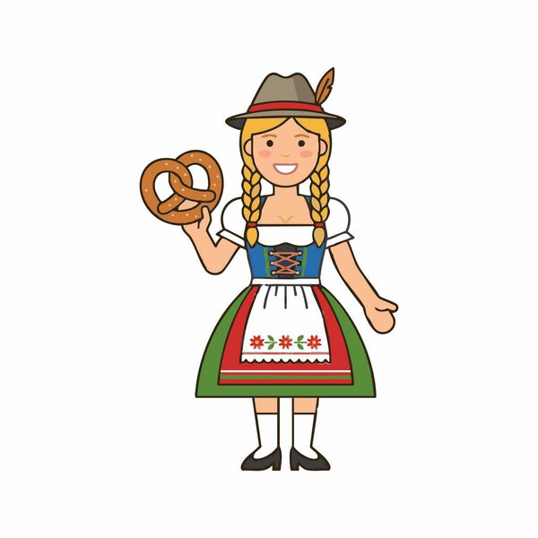 oktoberfest german woman holding pretzel