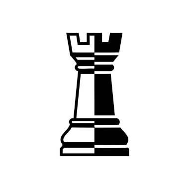 siyah ve beyaz kale satranç vektör simgesi