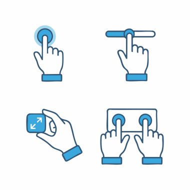 dokunmatik ekran el hareket simgeleri ayarlandı