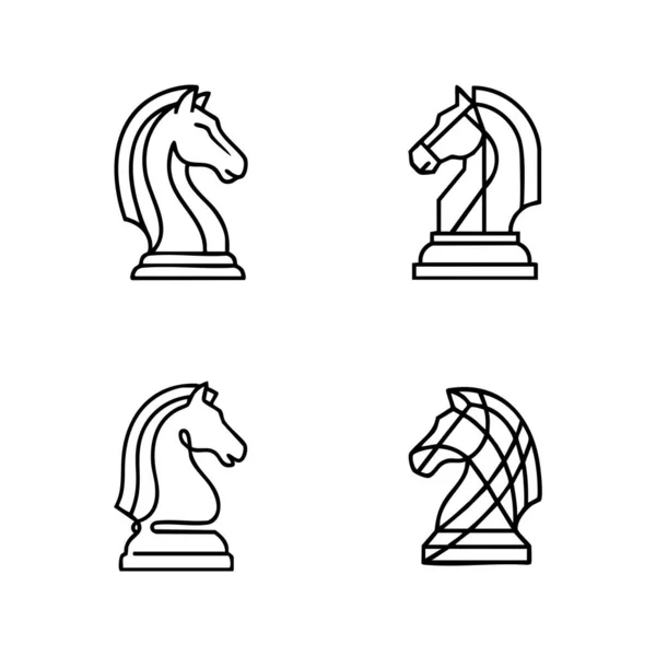 Satranç şövalyesi ana hatları simgesi kümesi