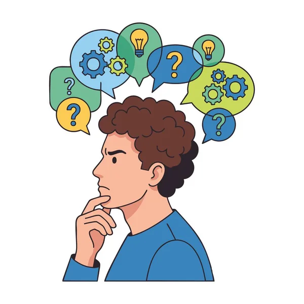 Adam problem çözme sürecini düşünüyor