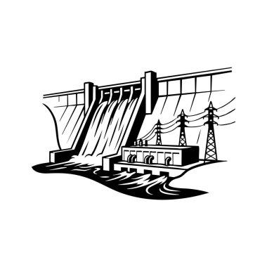 Hidroelektrik baraj elektrik santrali illüstrasyonu