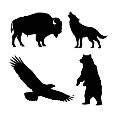 Kuzey Amerika Vahşi Yaşam hayvan siluetleri
