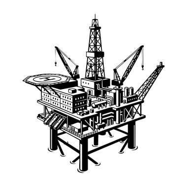 offshore petrol platformu vektör illüstrasyonu