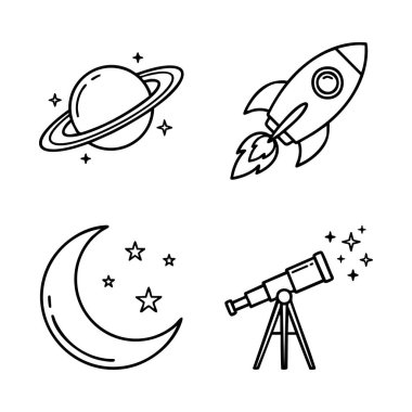 dış hat uzay keşif simgesi seti