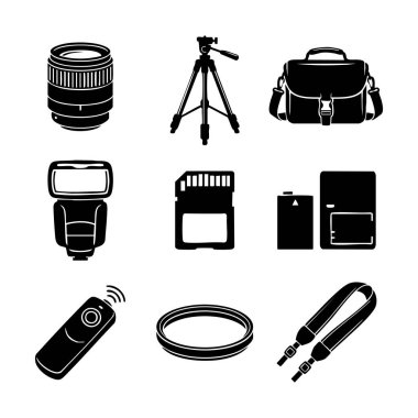 fotoğrafçılık ekipmanı vektör simgesi belirlendi